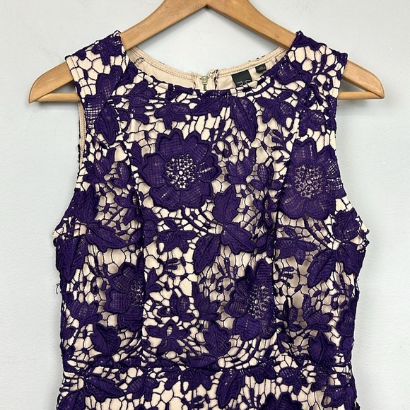 Label by Five Twelve Purple Lace Detail Sleeveless Mini Dress Size 10 - Picture 3 of 9